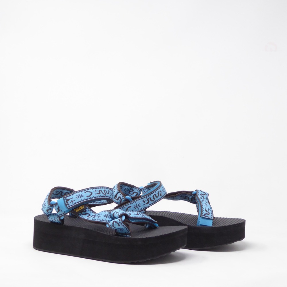 Teva Women Flatform Universal Sandals Blue Bandana Aquarius Strappy Size 7